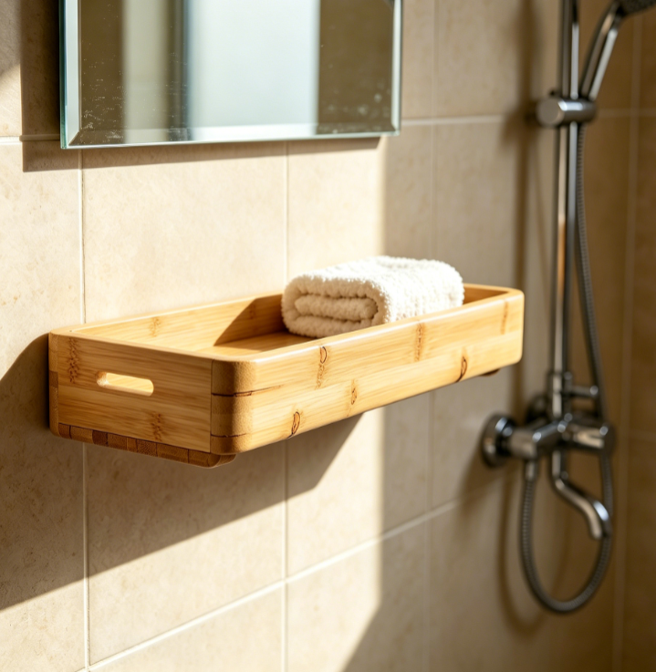 Wall Mounted Bamboo Shelf